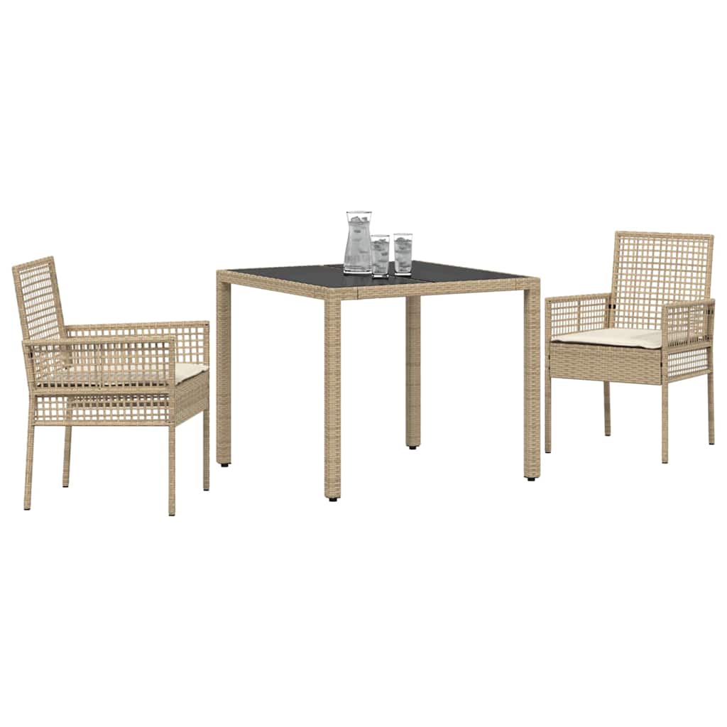 Garten Essgruppe 3 pcs Beige Poly-Rattan