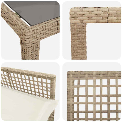 Garten Essgruppe 11 pcs Beige Poly-Rattan