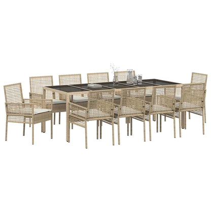 Garten Essgruppe 11 pcs Beige Poly-Rattan