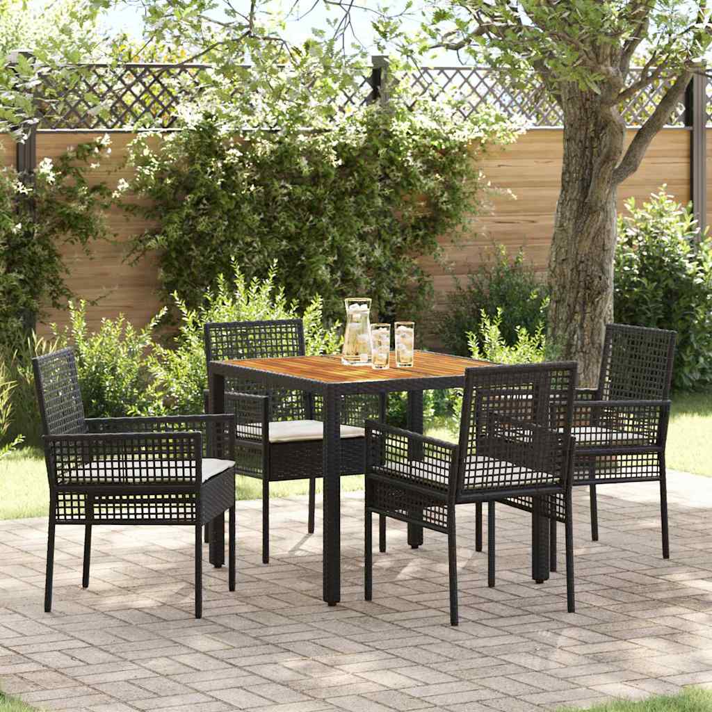 Garten Essgruppe 5 pcs Schwarz Poly-Rattan