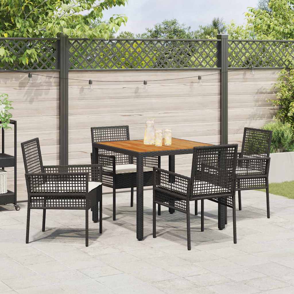 Garten Essgruppe 5 pcs Schwarz Poly-Rattan