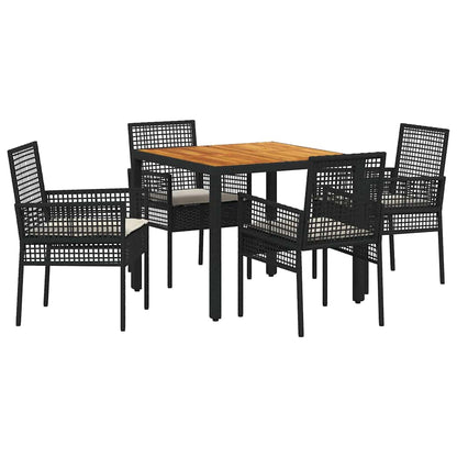 Garten Essgruppe 5 pcs Schwarz Poly-Rattan