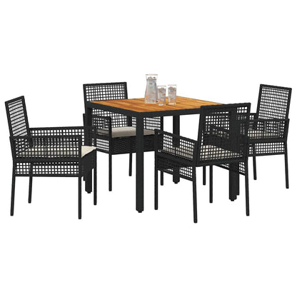 Garten Essgruppe 5 pcs Schwarz Poly-Rattan