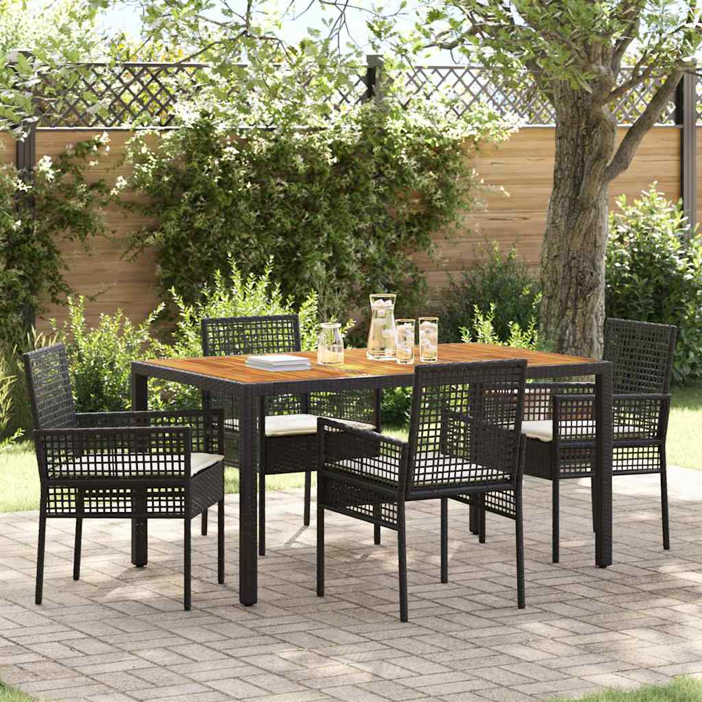 Garten Essgruppe 5 pcs Schwarz Poly-Rattan