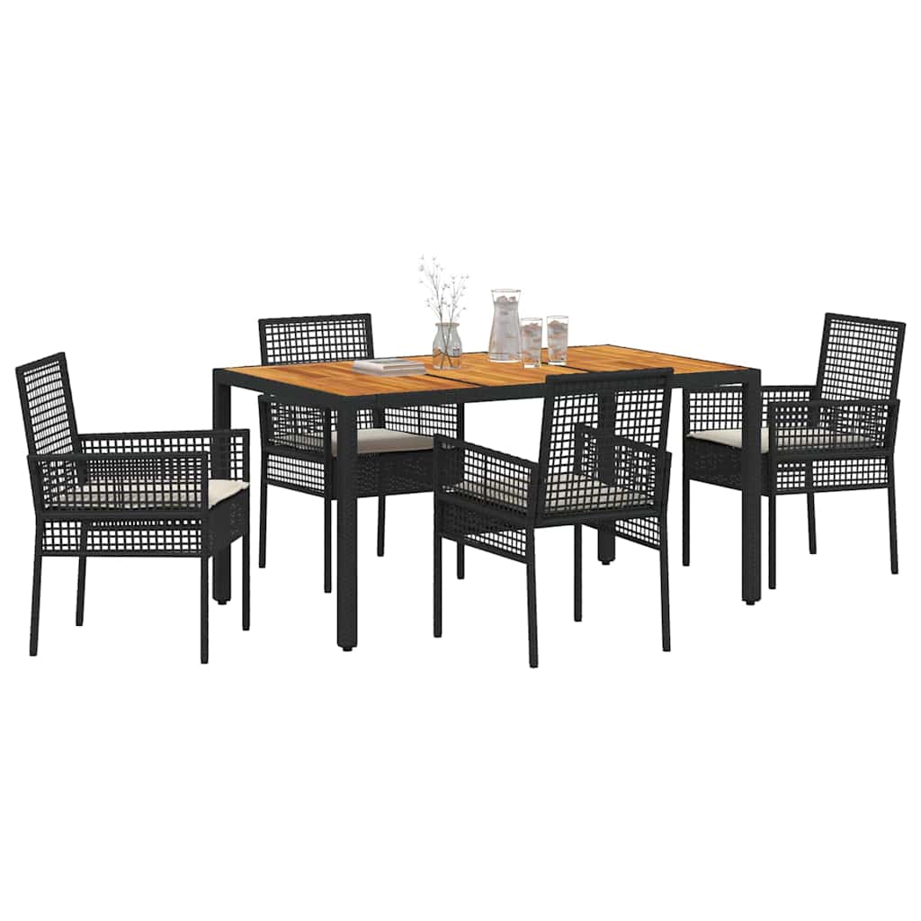 Garten Essgruppe 5 pcs Schwarz Poly-Rattan