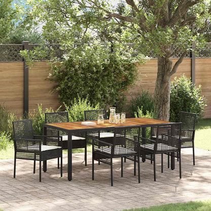 Garten Essgruppe 7 pcs Schwarz Poly-Rattan