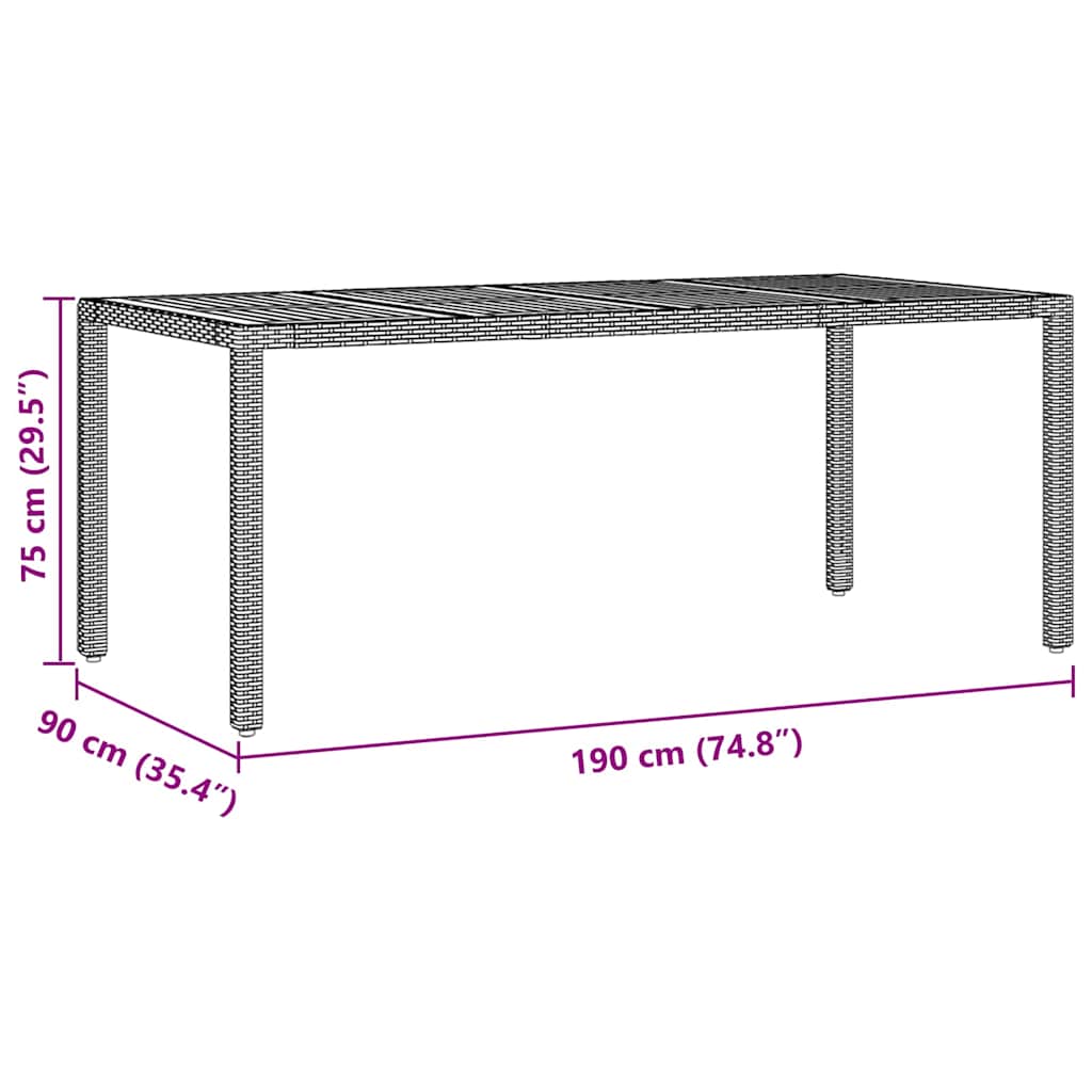 Garten Essgruppe 7 pcs Schwarz Poly-Rattan