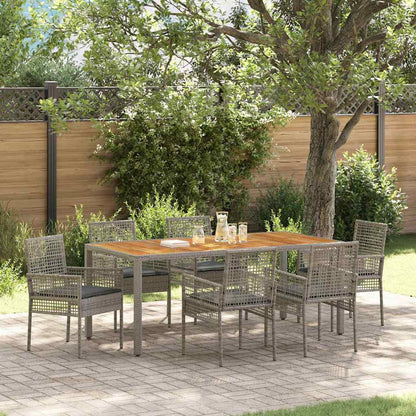 Garten Essgruppe 7 pcs Grau Poly-Rattan