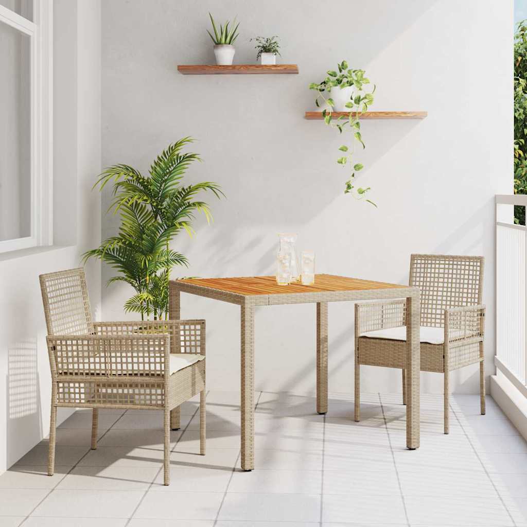 Garten Essgruppe 3 pcs Beige Poly-Rattan