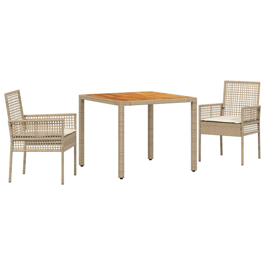 Garten Essgruppe 3 pcs Beige Poly-Rattan
