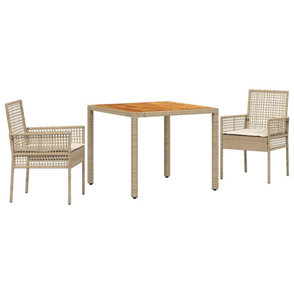 Garten Essgruppe 3 pcs Beige Poly-Rattan