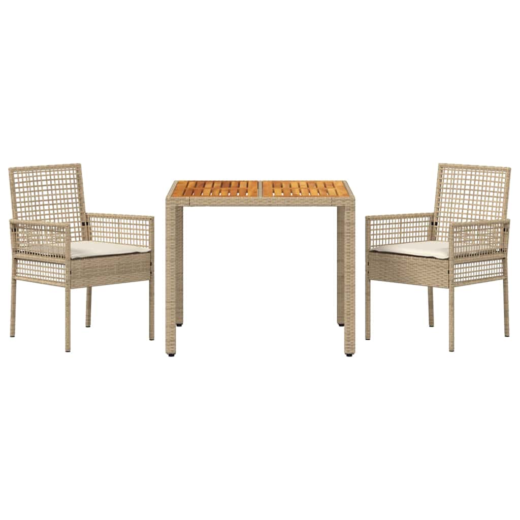 Garten Essgruppe 3 pcs Beige Poly-Rattan