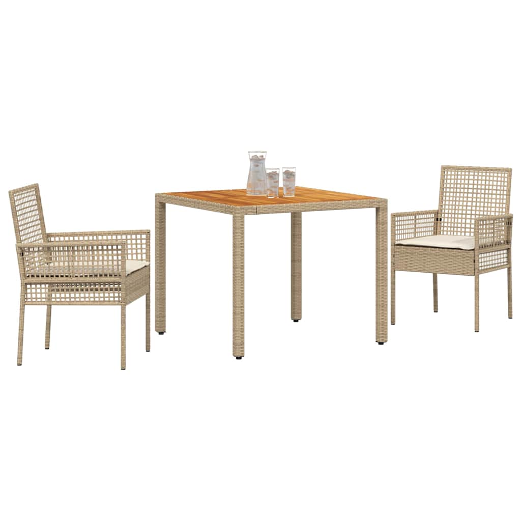 Garten Essgruppe 3 pcs Beige Poly-Rattan