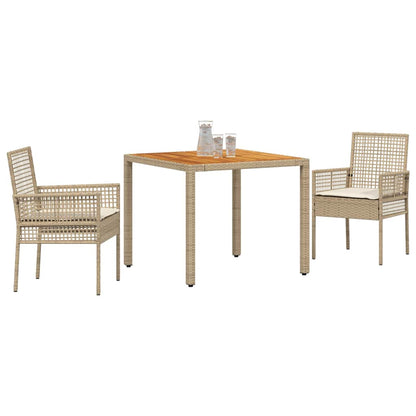 Garten Essgruppe 3 pcs Beige Poly-Rattan