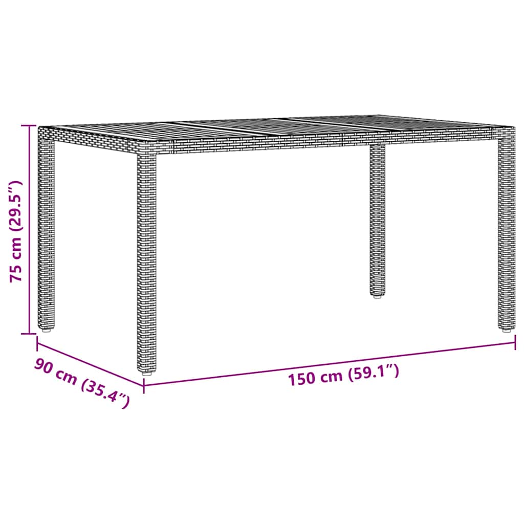 Garten Essgruppe 7 pcs Beige Poly-Rattan