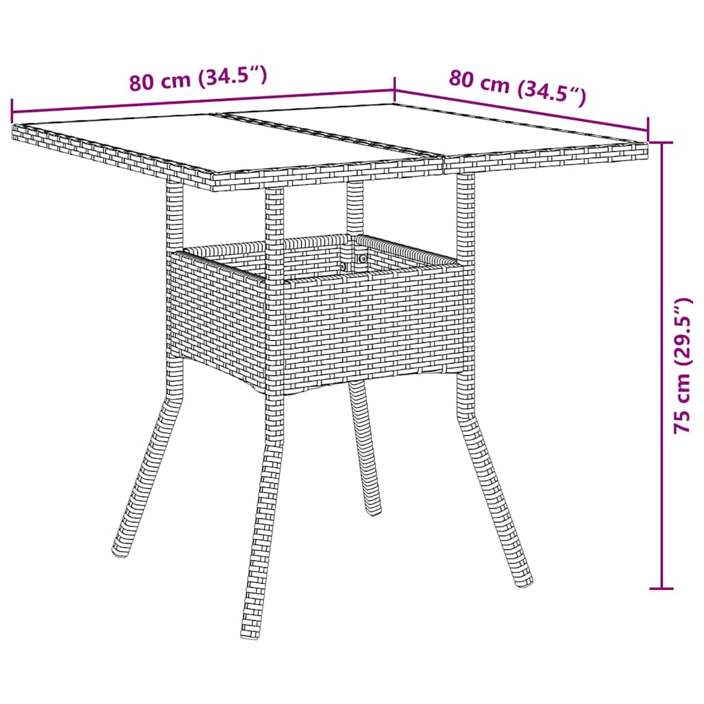 Garten Essgruppe 3 pcs Schwarz Poly-Rattan
