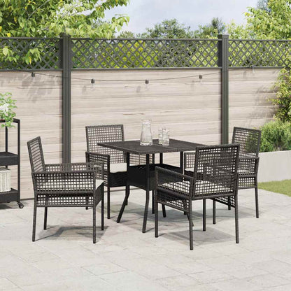 Garten Essgruppe 5 pcs Schwarz Poly-Rattan
