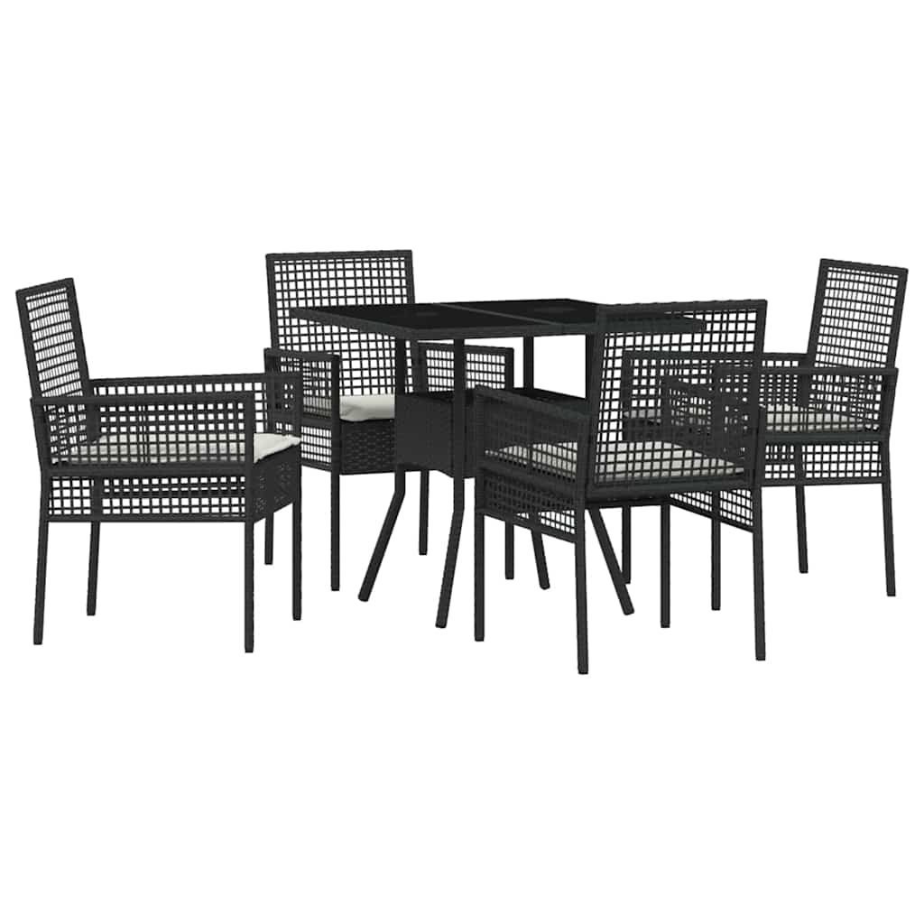 Garten Essgruppe 5 pcs Schwarz Poly-Rattan