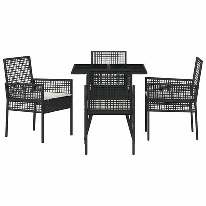 Garten Essgruppe 5 pcs Schwarz Poly-Rattan