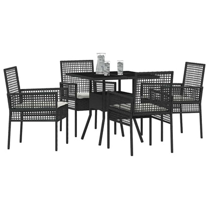 Garten Essgruppe 5 pcs Schwarz Poly-Rattan