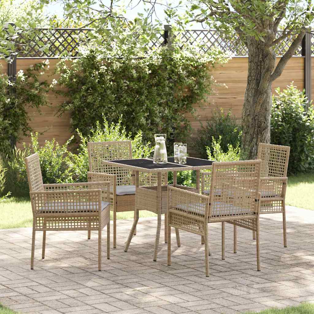 Garten Essgruppe 5 pcs Beige Poly-Rattan