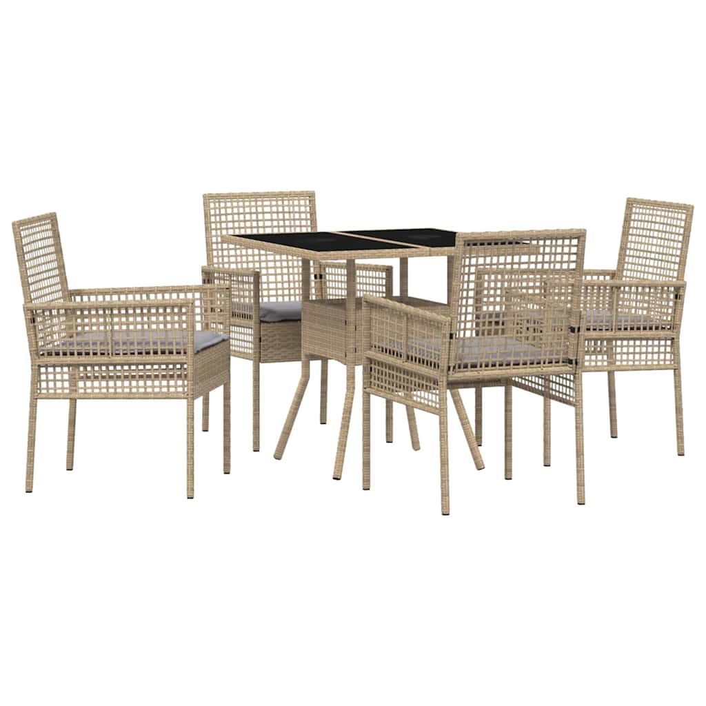 Garten Essgruppe 5 pcs Beige Poly-Rattan