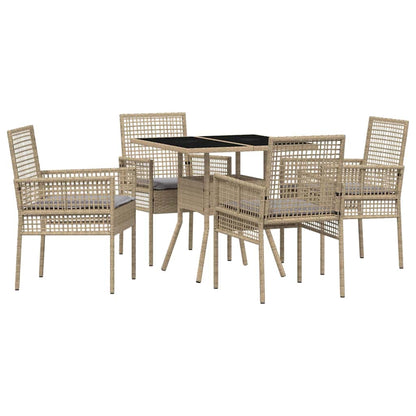 Garten Essgruppe 5 pcs Beige Poly-Rattan
