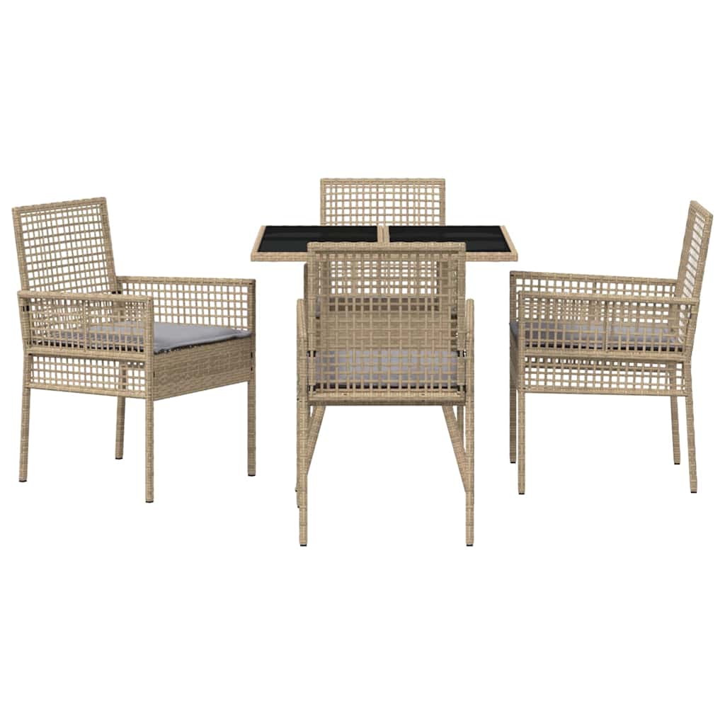 Garten Essgruppe 5 pcs Beige Poly-Rattan