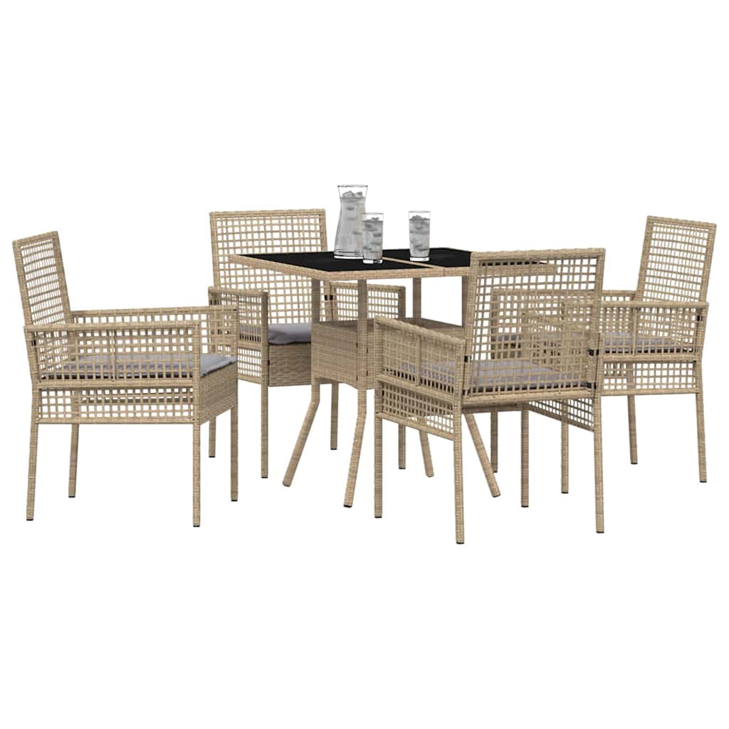 Garten Essgruppe 5 pcs Beige Poly-Rattan
