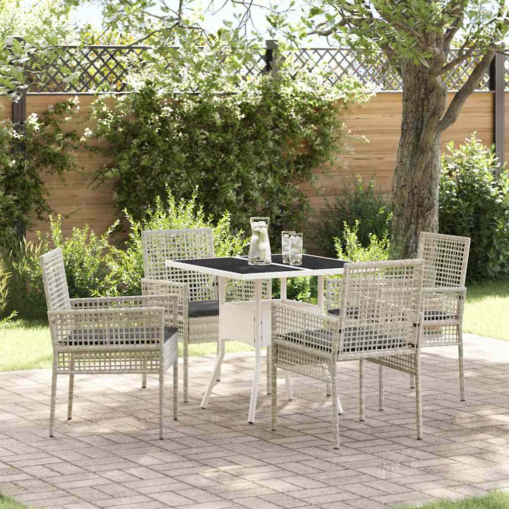 Garten Essgruppe 5 pcs Hellgrau Poly-Rattan