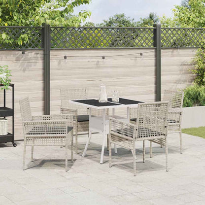 Garten Essgruppe 5 pcs Hellgrau Poly-Rattan