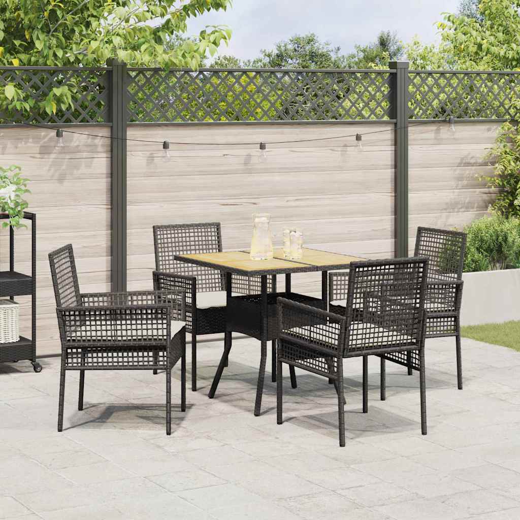 Garten Essgruppe 5 pcs Schwarz Poly-Rattan
