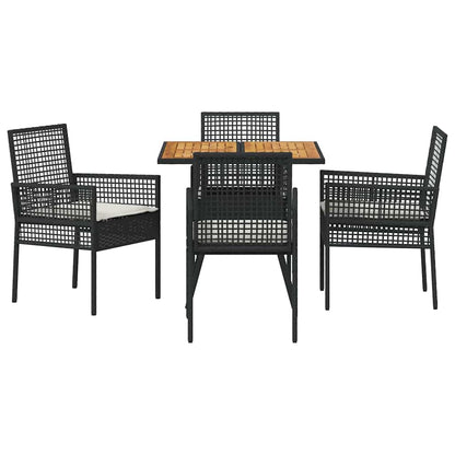Garten Essgruppe 5 pcs Schwarz Poly-Rattan