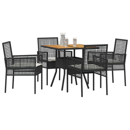 Garten Essgruppe 5 pcs Schwarz Poly-Rattan