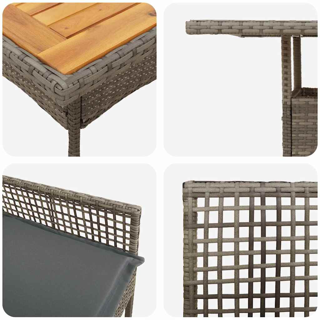 Garten Essgruppe 3 pcs Grau Poly-Rattan