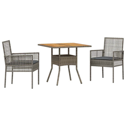 Garten Essgruppe 3 pcs Grau Poly-Rattan