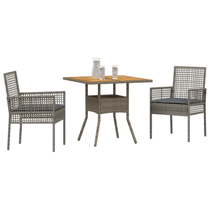 Garten Essgruppe 3 pcs Grau Poly-Rattan