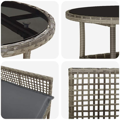 Garten Essgruppe 5 pcs Grau Poly-Rattan