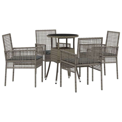 Garten Essgruppe 5 pcs Grau Poly-Rattan