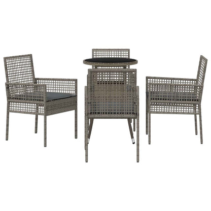 Garten Essgruppe 5 pcs Grau Poly-Rattan
