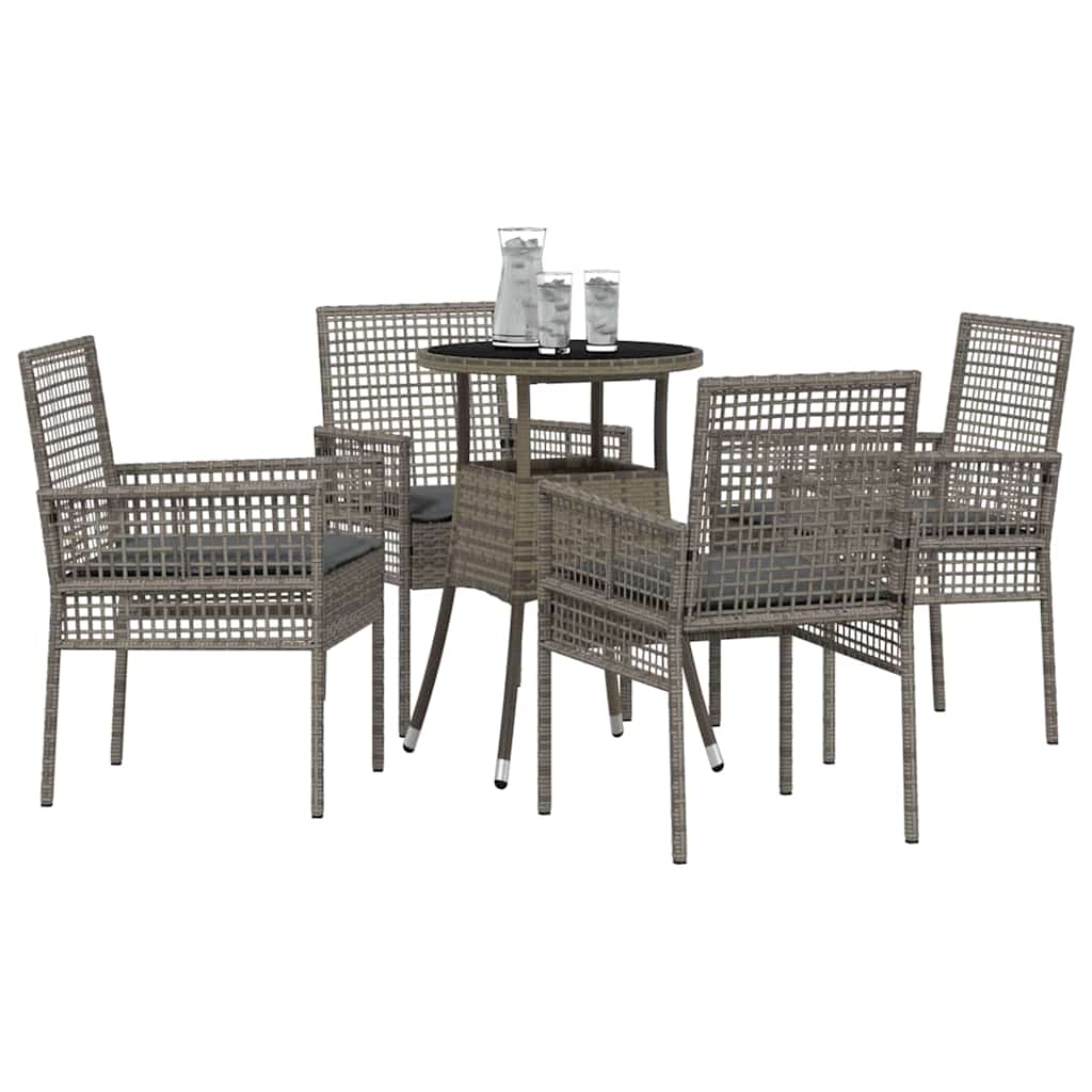 Garten Essgruppe 5 pcs Grau Poly-Rattan