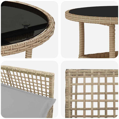 Garten Essgruppe 3 pcs Beige Poly-Rattan