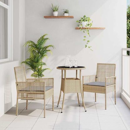 Garten Essgruppe 3 pcs Beige Poly-Rattan