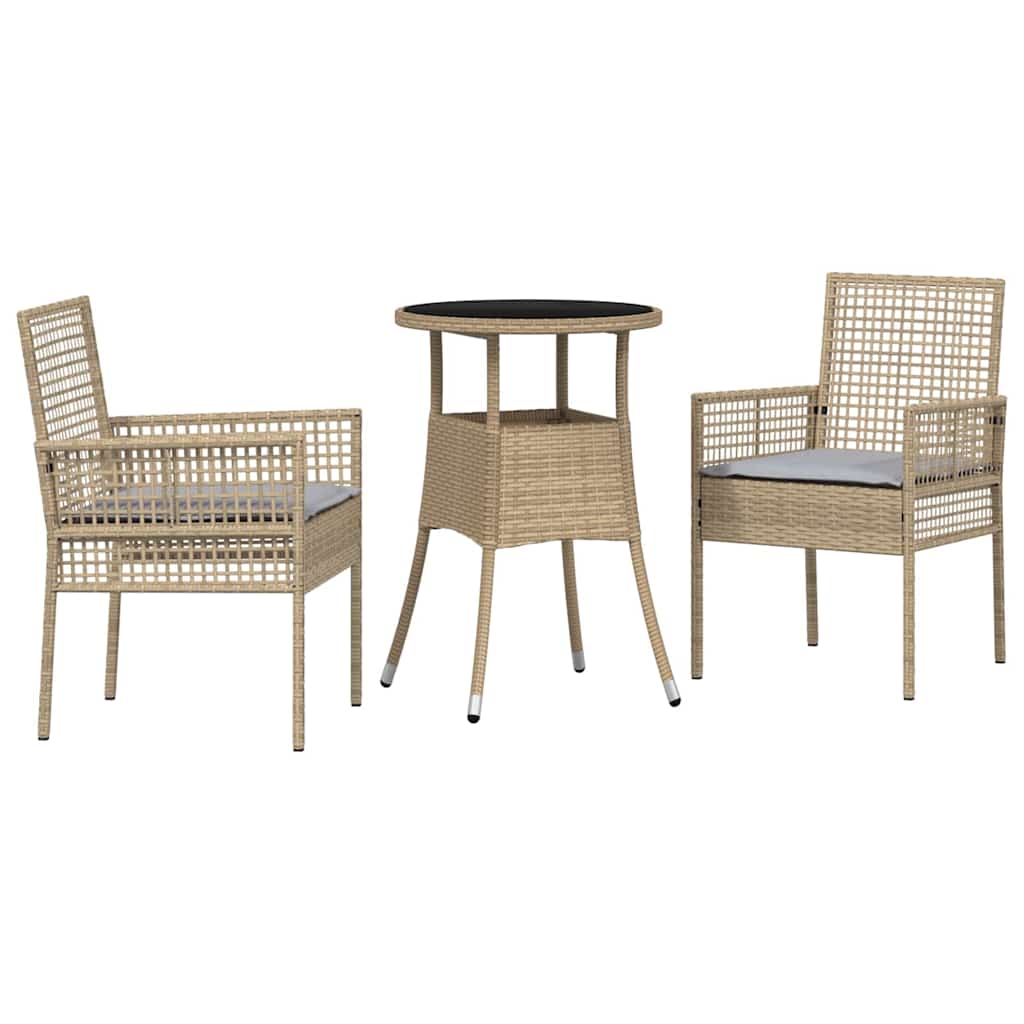 Garten Essgruppe 3 pcs Beige Poly-Rattan