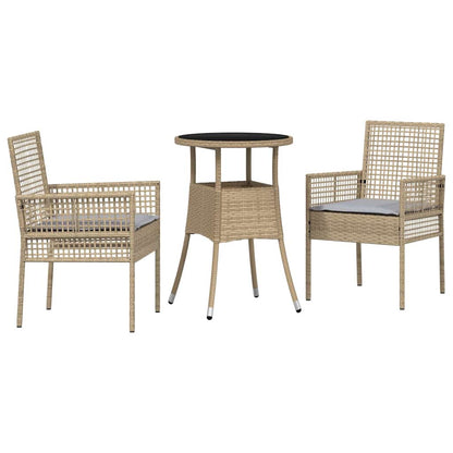Garten Essgruppe 3 pcs Beige Poly-Rattan