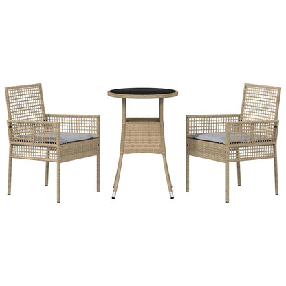 Garten Essgruppe 3 pcs Beige Poly-Rattan