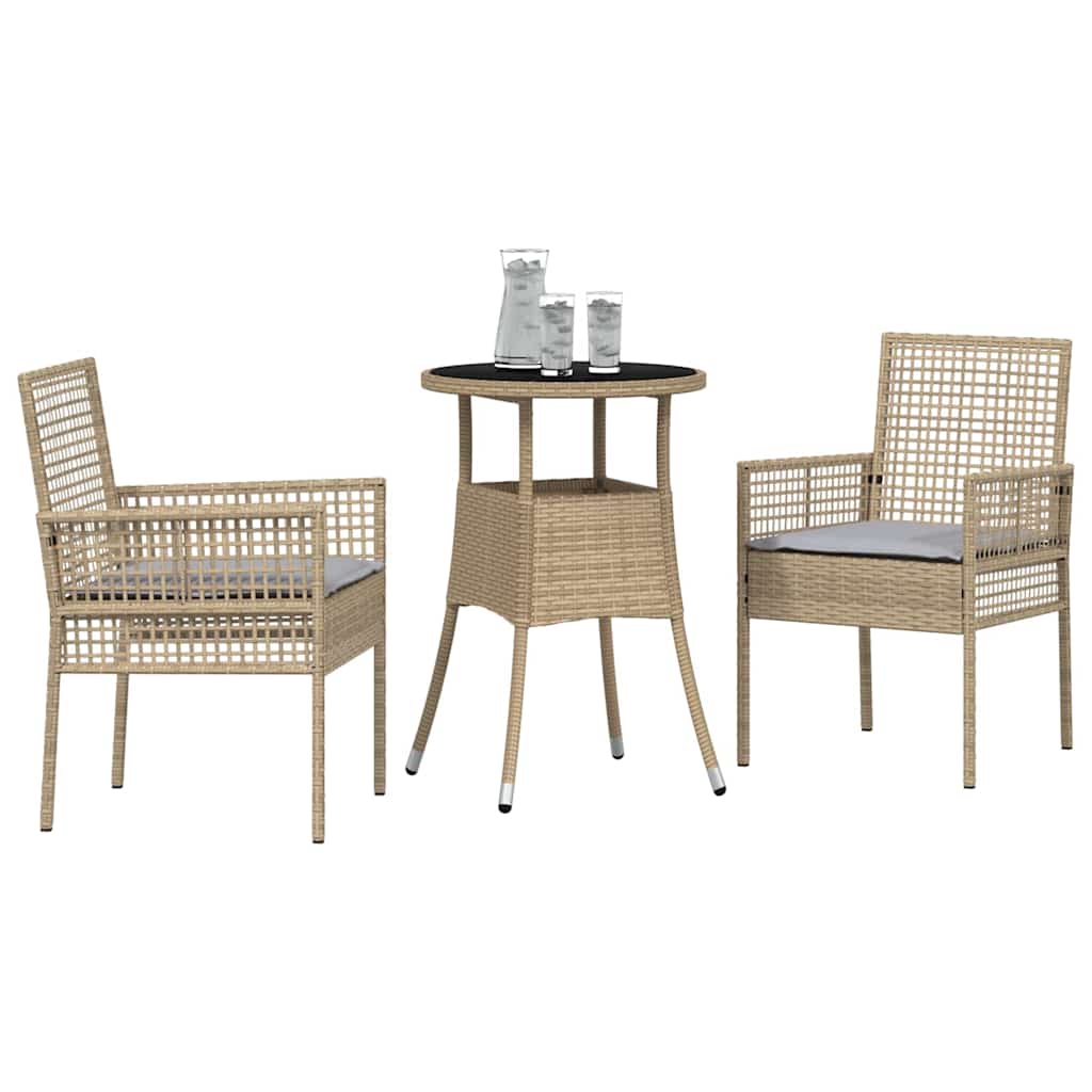 Garten Essgruppe 3 pcs Beige Poly-Rattan