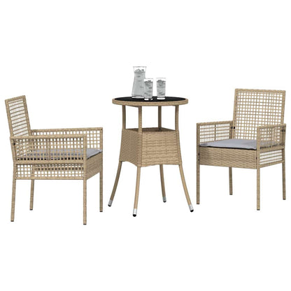 Garten Essgruppe 3 pcs Beige Poly-Rattan