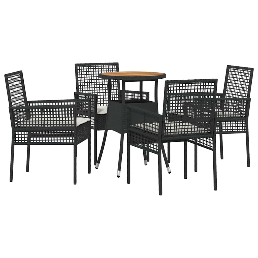 Garten Essgruppe 5 pcs Schwarz Poly-Rattan