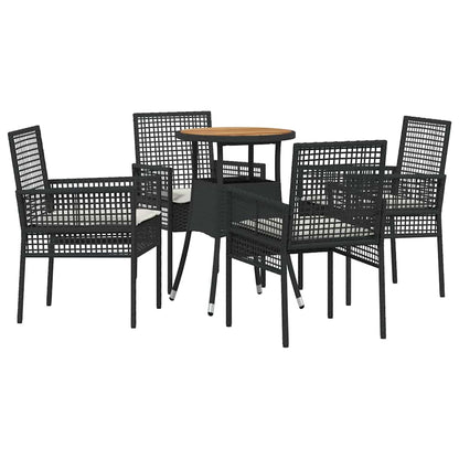 Garten Essgruppe 5 pcs Schwarz Poly-Rattan